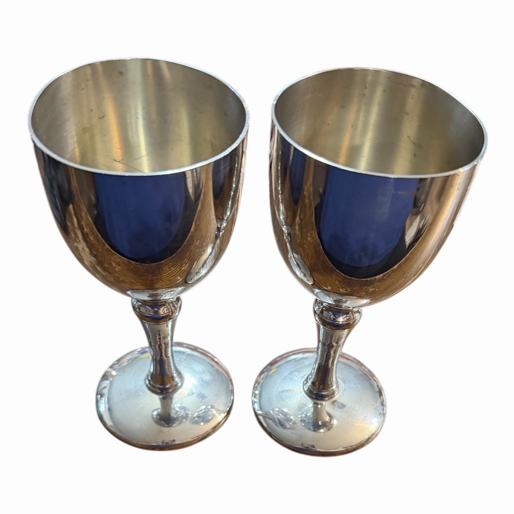 Empire Pewter Wine Water Goblets‎ Chalices Wedding Set of (2)